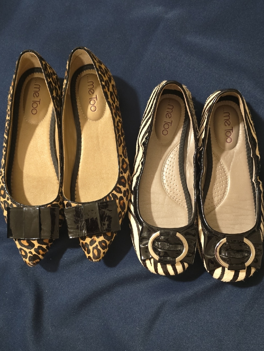 Me Too !!! 2 PAIRS Zebra And Leopard Prints Flats